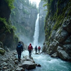 waterfall in the mountains
