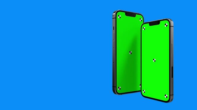 Smartphone Mockup Series With Green Screen Isolated On The Green Screen Background.