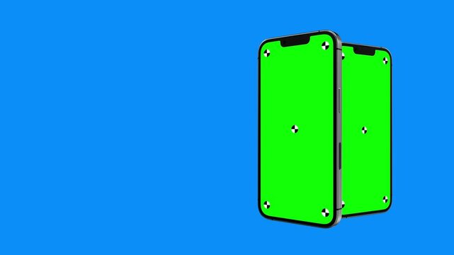 Smartphone Mockup Series With Green Screen Isolated On The Green Screen Background.