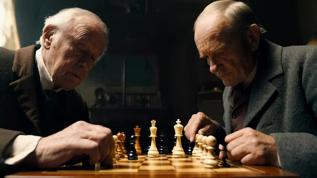 Two old man playing chess