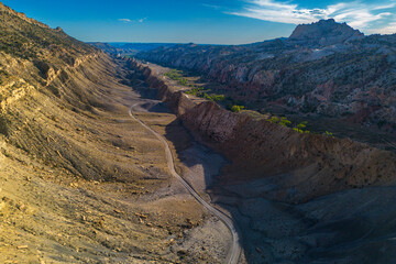 Aerial Views of the Cockscomb Along the Cottonwood Canyon road in Southern Utah, America, USA.
