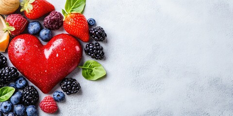 heart shaped bowl of healthy food