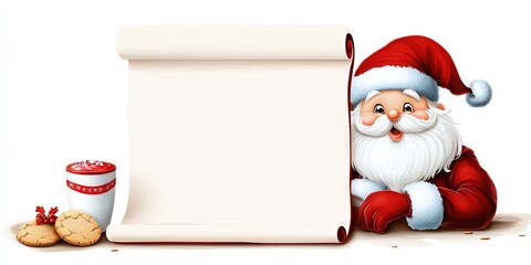 scroll-style letter to Santa with milk and cookies - blank template with space for copy