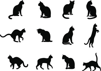 A collection of cat silhouettes for artwork compositions