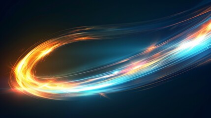 Light trails swirling and intertwining to create a vibrant and energetic design