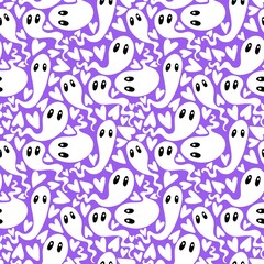 Halloween ghost seamless cartoon pattern for wrapping paper and fabrics