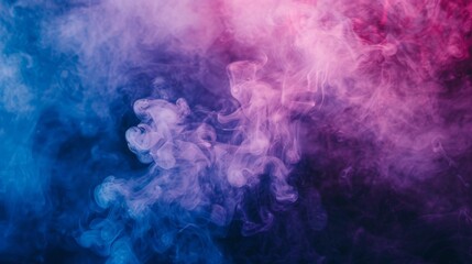 Obraz premium Blue and pink smoke creating a gradient on a black background