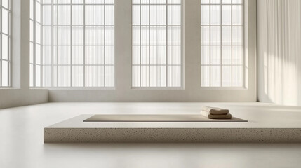 Fototapeta premium Minimalist Yoga Studio with Natural Light and Neutral Tones, generative ai