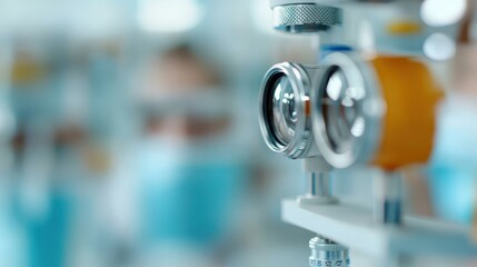 A detailed view of an optical device, highlighting the precision lenses used in various medical or scientific applications, symbolizing clarity and focus.