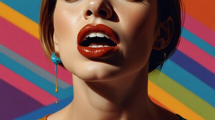 Red lipstick, colorful, long lasting, waterproof, ladies, beautiful, natural, bright, juicy, outstanding, good quality, models, women, sell, advertising, designing.