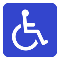 Disabled sign icon with person in a wheelchair on blue background vector