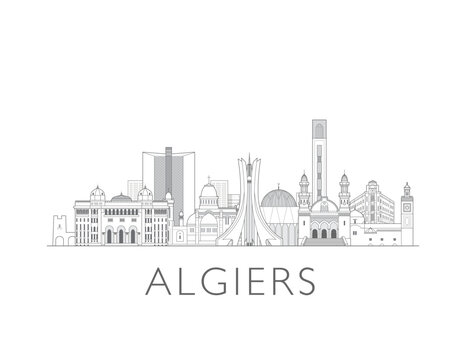Algiers cityscape line art style vector illustration