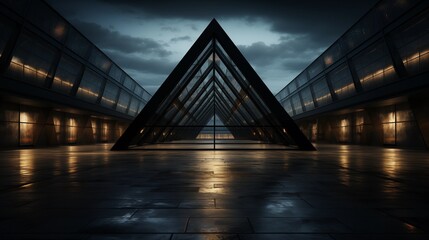 Obraz premium concrete floor and black steel roof structure