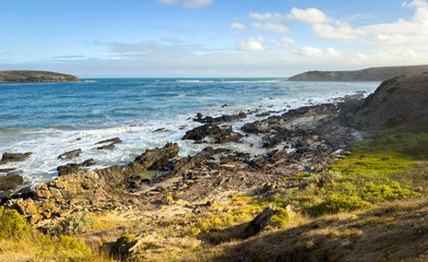 Coastal views along the Victor Harbor Heritage Trail on the Fleurieu Peninsula in South Australia