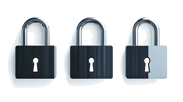 Collection of Digital Padlocks Isolated on a White Background Generative AI
