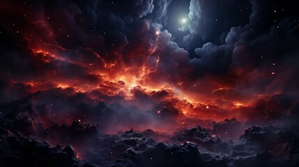 Fototapeta premium cosmic background of supernova nebula and stars, glowing mysterious universe