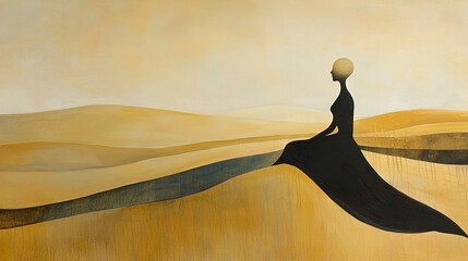   A portrait of a lady in a dark gown with a ball in her grasp against a sunlit backdrop