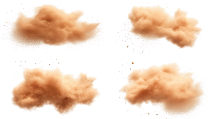 Collection of Dust Clouds Isolated on a White Background Generative AI