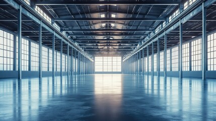 Bright and Spacious Industrial Warehouse Interior