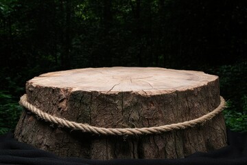 Fototapeta premium Rustic tree stump with rope
