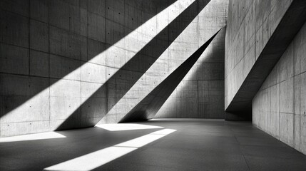 Geometric Concrete Interior with Light Shadows