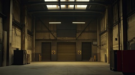 Empty Industrial Warehouse Interior with Natural Light