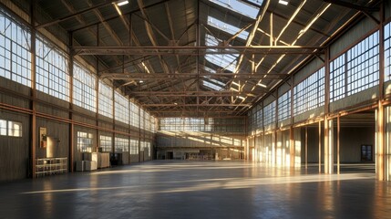 Bright and Spacious Industrial Warehouse Interior