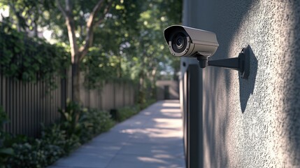 Outdoor Security Camera on Modern Building Wall
