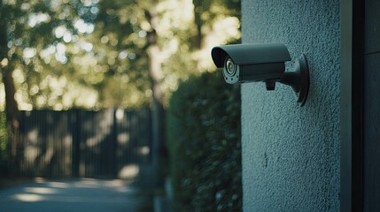Surveillance Camera on Exterior Wall in Natural Light