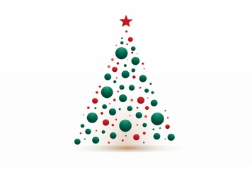 a Christmas Tree Decorated with Green and Red Dots on a Clean White Background.

