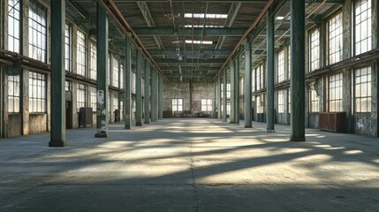 Fototapeta premium Expansive Industrial Space with Natural Light