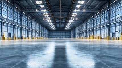 Obraz premium Vast Empty Warehouse with Industrial Design Elements