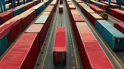 Aerial View of Shipping Containers in Port Facility