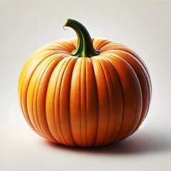 Fresh Orange Pumpkin Isolated on white Background &ndash; Perfect for Fall, Harvest, Halloween, and Thanksgiving Themes. High-Quality Image for Seasonal Marketing, Food, and Decor
