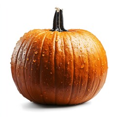 Fresh Orange Pumpkin Isolated on white Background &ndash; Perfect for Fall, Harvest, Halloween, and Thanksgiving Themes. High-Quality Image for Seasonal Marketing, Food, and Decor