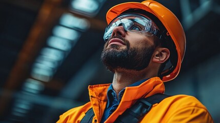 A safety inspector evaluates the proper use of equipment while wearing personal protective gear. This image captures professionalism in a workplace setting focused on risk assessment and compliance.