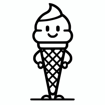 recommend clip art: Ice cream cone mascot character vector illustration, sweet dessert treat food clip art element
