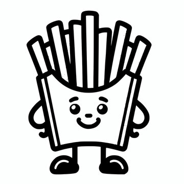 recommend clip art: French fries cartoon character mascot vector illustration, fast food junk food clip art element
