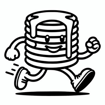 recommend clip art: Stack of pancakes mascot character vector illustration, breakfast food clip art element