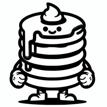 recommend clip art: illustration of a stack of pancakes cartoon mascot character, food clip art design element