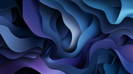 Obraz premium Abstract blue background with wavy shapes creating a sense of depth