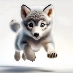 Obraz premium Baby Wolf - Generative AI