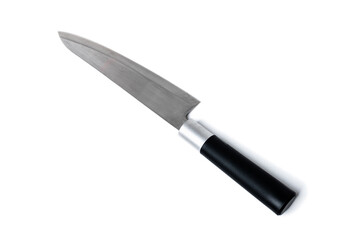 Japanese chef's knife on a white background.
