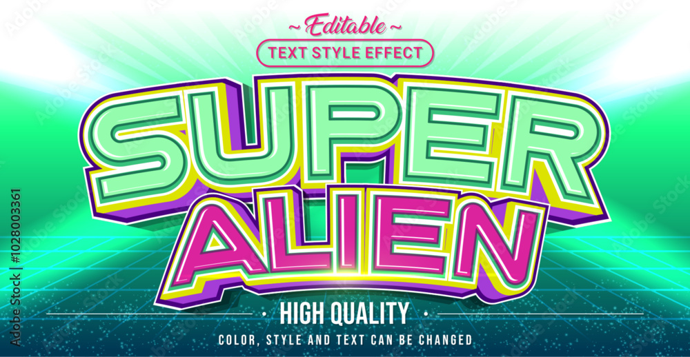 Poster Editable text style effect - Super Alien text style theme.