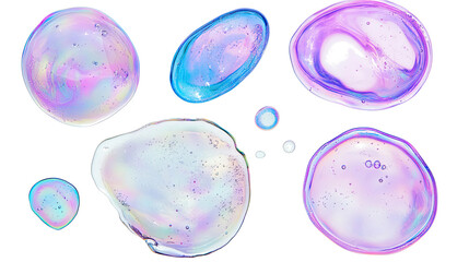 Colorful Flying Soap Bubbles on White Background Generative AI