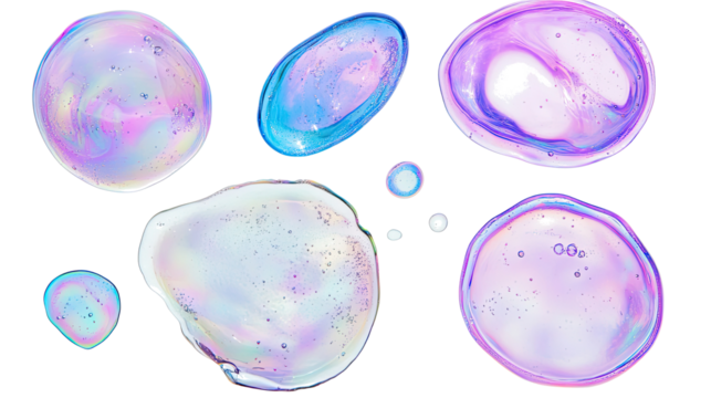 Colorful Flying Soap Bubbles on White Background Generative AI