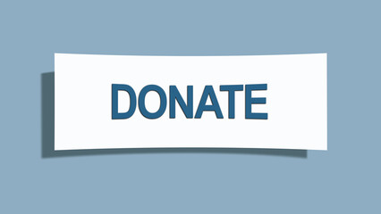 Donate. A card isolated on blue background.