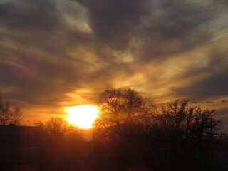 Fototapeta premium sunset in the village