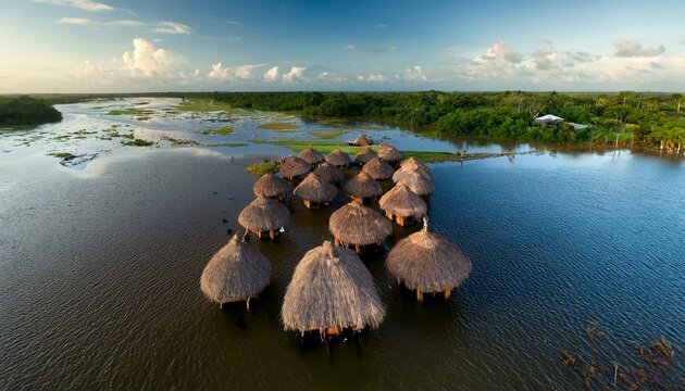 aerial of a shabono yanos the traditional communal dwellings of the yanomami tribes of southern venezuela venezuela