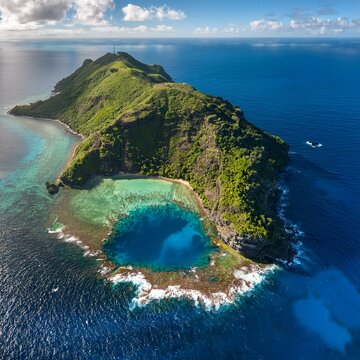 aerial of pitcairn island with st pauls pool british overseas territory south pacific